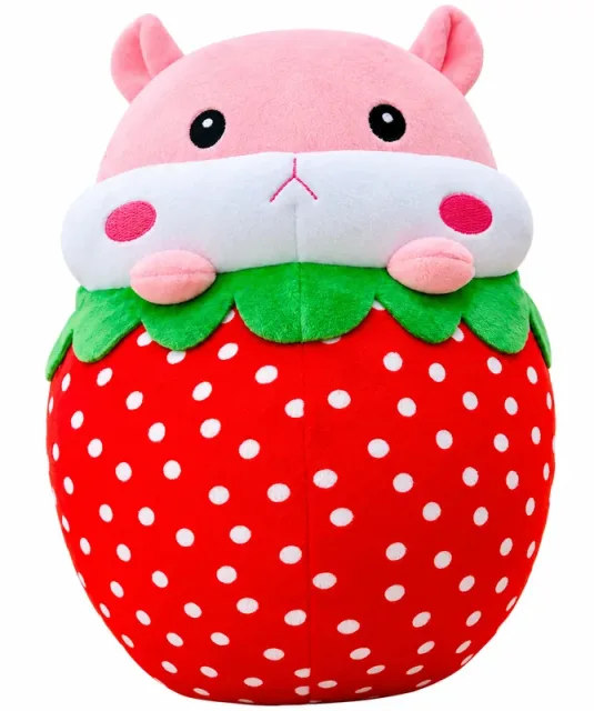 Gối bông hình quả dâu tây với chuột hamster