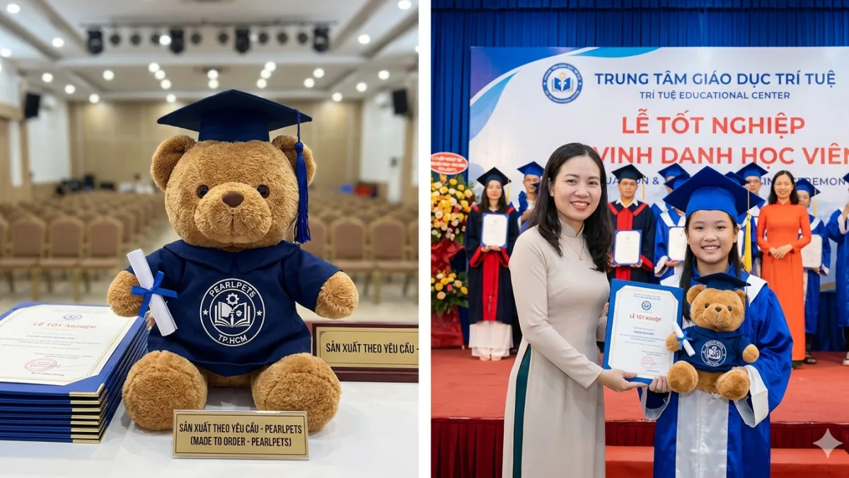 Tạo dấu ấn khác biệt với bộ quà tặng gấu cử nhân và bằng khen từ Pearlpets