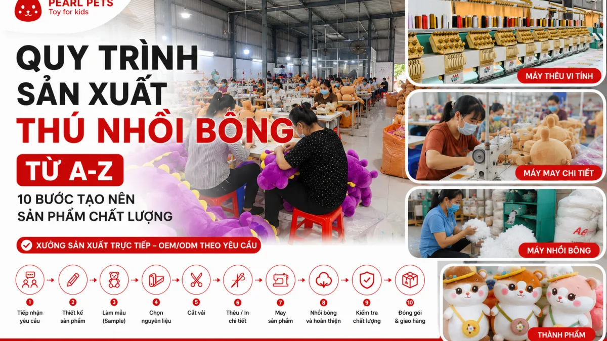 Quy trình sản xuất thú nhồi bông từ A-Z: 10 bước tạo nên sản phẩm chất lượng