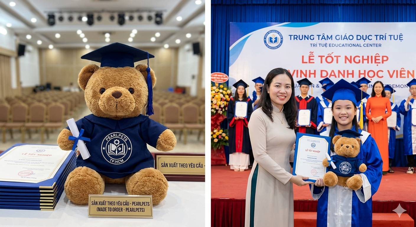 Tạo dấu ấn khác biệt với bộ quà tặng gấu cử nhân và bằng khen từ Pearlpets