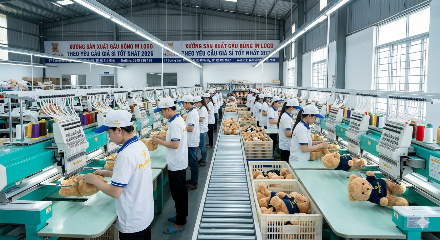 Xưởng Sản Xuất Gấu Bông In Logo Theo Yêu Cầu Giá Sỉ Tốt Nhất 2026